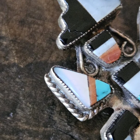 Vintage Navajo Knifewing Inlay Brooch - Picture 5 of 6